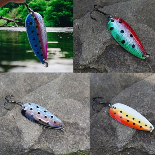 Fishing Spoons Lures Spots Pattern With Treble Hooks Anti