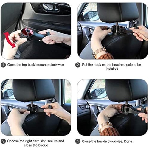 2 in 1 Car Headrest Hidden Hook with Phone Holder Seat Back Hanger