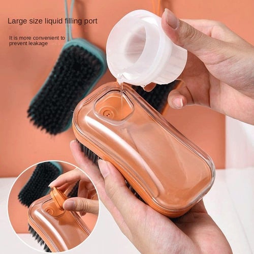 Liquid Adding Soft Fur Cleaning Brush, Multifunctional Cleaning Brush with  Soap Dispenser, Multifunctional Liquid Shoe Brush, 2 Brushes + 2 Cleaning