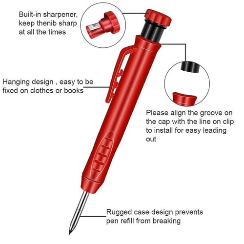 2/5PCS Long Head Marker Pens Woodworking Deep Hole Pen Marker Pen for Wood  Metal Glass