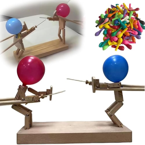 Balloon Bamboo Man Battle Wooden Bots Battle Game Two-Player Fast-Paced Balloon  Battle Game with 20 Balloons for Adults - AliExpress