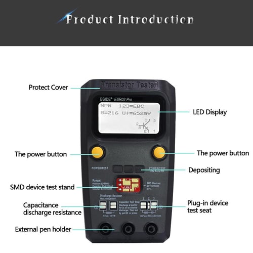 FNIRSI LCR-P1 Transistor Tester Diode Triode Capacimeter Resistance LCR ESR Meter MOSFET NPN PNP SMD Multifunction Tester