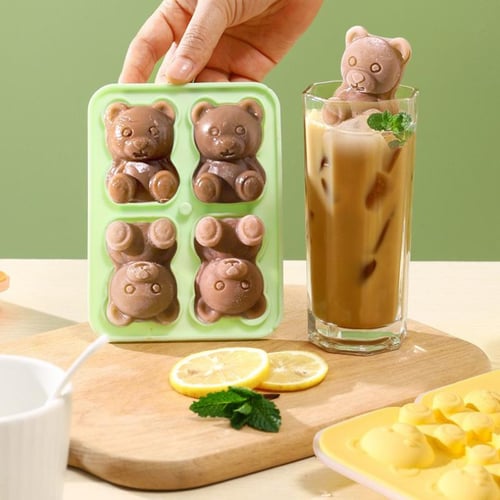 Bear Shape 3d Ice Cube Tray Silicone Mold Maker Coffee Milk Tea