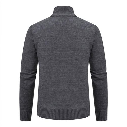 Men's stand-up collar thickened patchwork half-zip lapel sweater