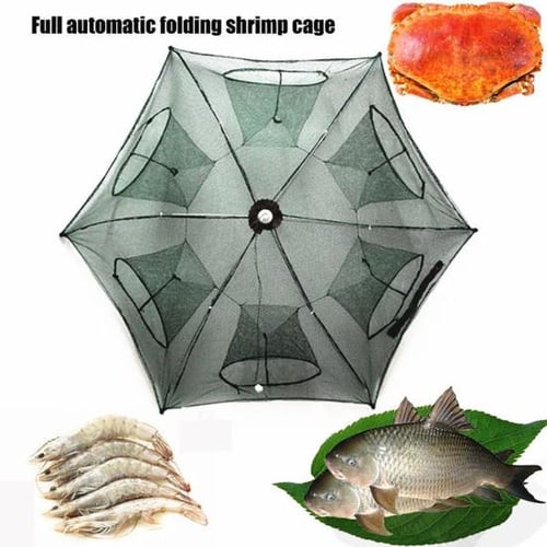 4/6/8 Holes Fishing Bait Trap Crab Net Shrimp Cast Dip Cage Fish Minnow  Foldable