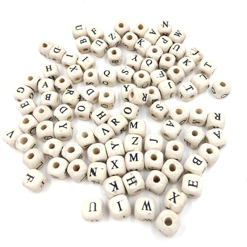 Natural Wooden Letter Beads Mixed Square Cube Beads For Jewelry