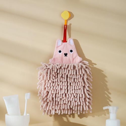 Cute Hedgehog Chenille Hand Towels with Hanging Loops for Kids