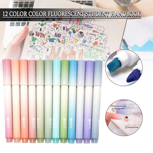 12pcs/set Glitter, Fluorescent, Liquid Sand, Gel Pens For Kids, Multicolor  Markers With Highlighter For Note-taking