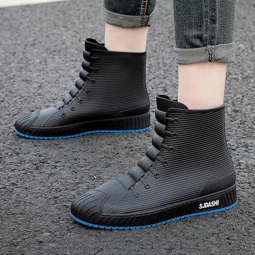 2024 New Men's Outdoor Non-Slip Hiking Shoes Shaxi Fishing Rain Boots Black Work Shoes Durable