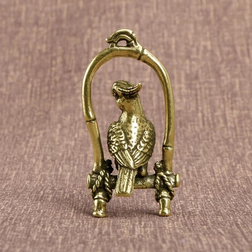 Antique Solid Brass Standing Owl Miniature Figurines Retro Copper Animal  Tea Pet Desktop Ornament Decor Crafts Keychain Pendants