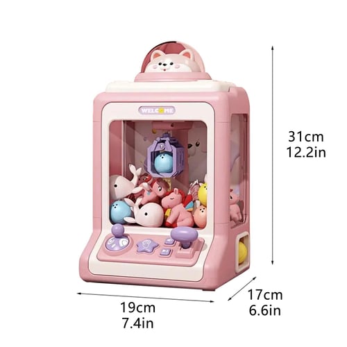 Automatic Doll Machine Toy for Kids Mini Cartoon Coin Operated Play Game  Claw Crane Machines with Light Music Children Toy Gifts