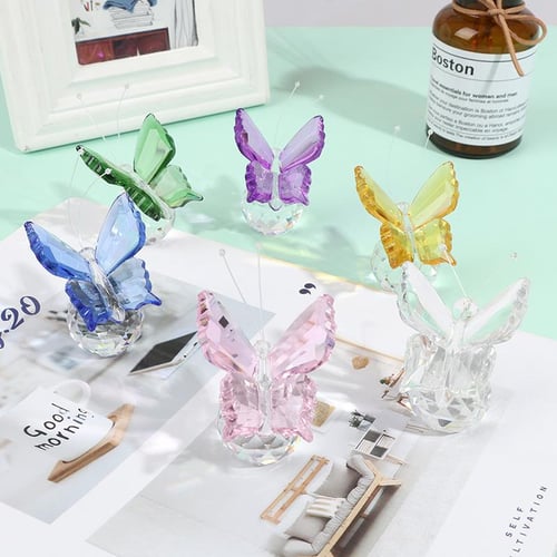 Crystal Butterfly Ornaments Crafts Glass Paperweight Home Wedding