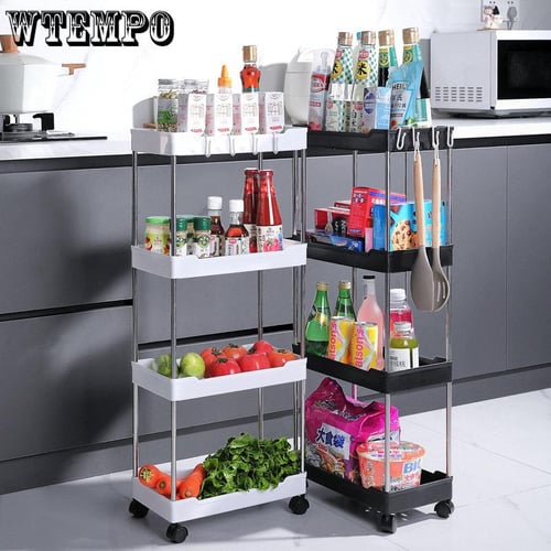 Mobile Storage Shelf Interspace Gap Kitchen Bathroom Rack Fridge Side Seam