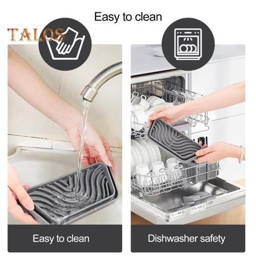 Refrigerator Water Dispenser Drip Tray Silicone Splash Guard Fridge Water Drip Catcher Collector Pan Pad Mat Home Kitchen Supplies, Size: B, Gray