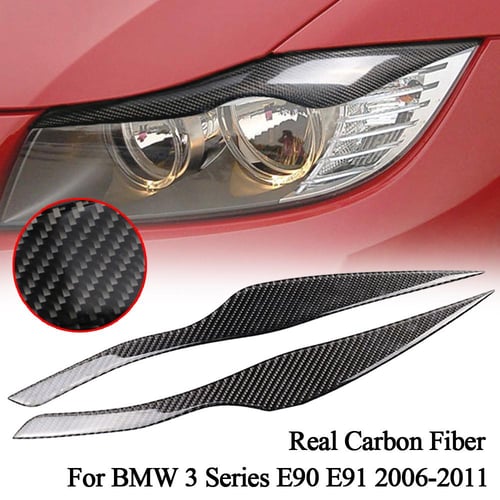 100% Real Carbon Fiber Headlights Eyebrows Eyelids for BMW 3