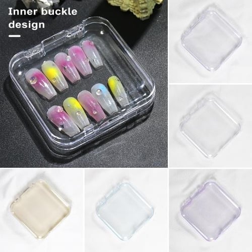 3Pcs False Nails Storage Box with Lid Transparent Plastic Beads