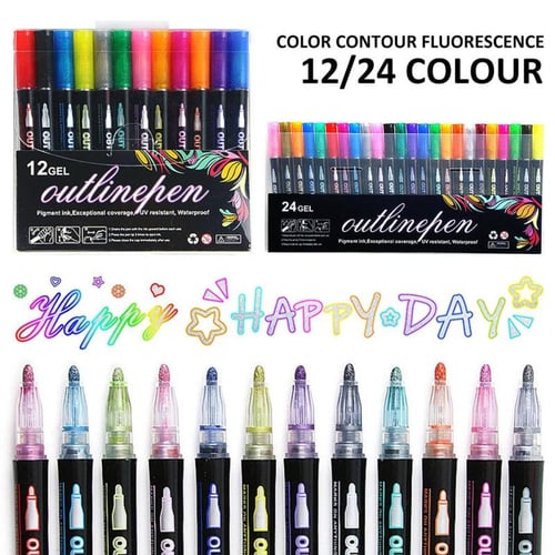 Cheap Maijiabao 12 Colors Metallic Marker Pens DIY Craft Scrapbook