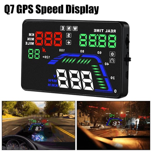 Q7 Windshield Projector Car HUD Display GPS Digital Clock Driving