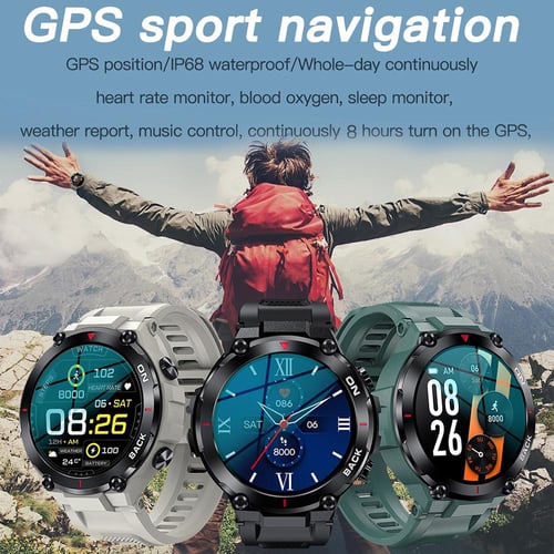 MELANDA Outdoor Military GPS Smart Watch Men 360*360 HD Screen Heart Rate  IP68 Waterproof