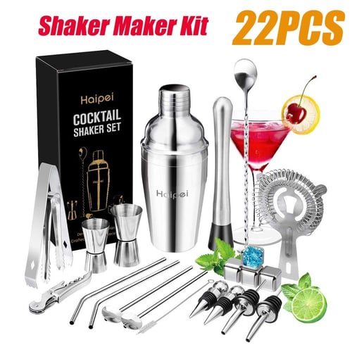 8pcs, Bartending Tools, Cocktail Shaker Bartender Kit, Cocktail Martini  Shaker With Strainer, Muddler For Cocktails, Bar Spoon, Measuring Jigger  For