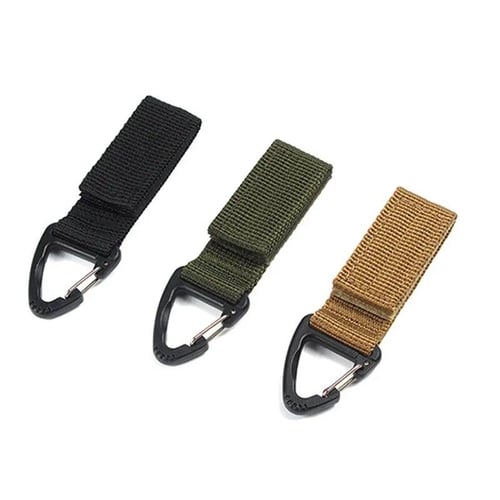 outdoor tactical hanging buckle 2pcs Outdoor Tactical Nylon Webbing Hanging  Buckle Fan Belt Multi-function Carabiner Eagle Hook(Black) 