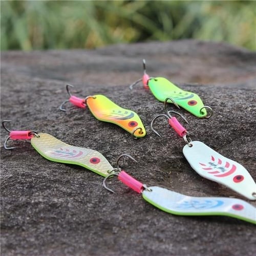 Fishing Baits Hard Fishing Lure Gold Metal Spoons with Treble