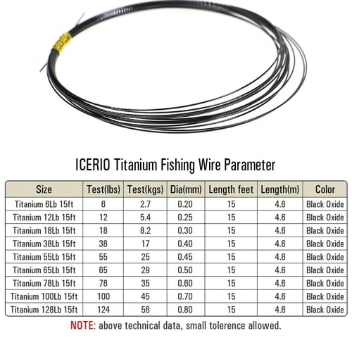 15ft/4.6m Nickel Titanium Fishing Wire Kink-Resistant Titanium