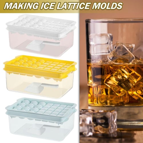 PDTO Ice Cube Tray with Lid and Bin for Freezer Ice Cube Mold Ice