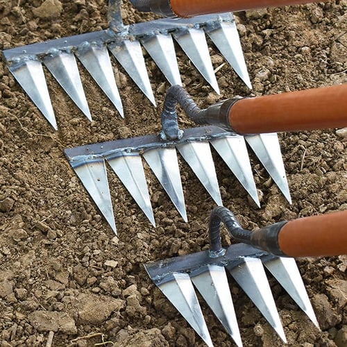 Agricultural Hoes Weeding Rake Handheld Steel Hollow Hoe Planting