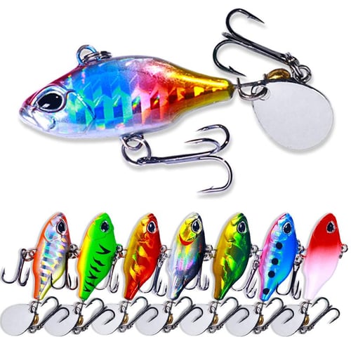8PCS Spinners VIB Fishing Lures Wobblers Sequin Spoon Isca