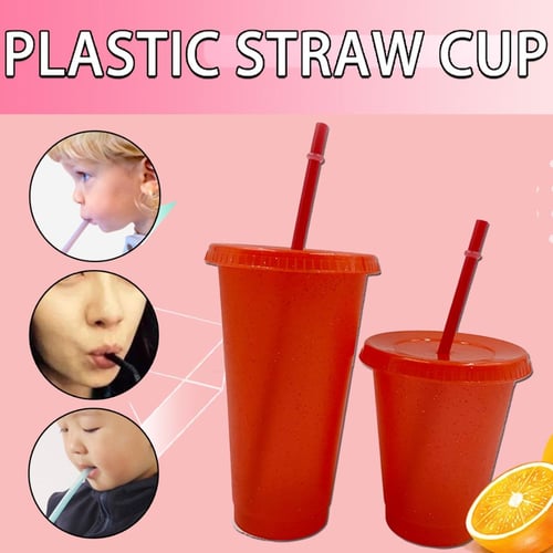 Portable Flash Powder Cup with Lids & Straws Mug Drinking Water Bottles  Plastic Iced Coffee Cups