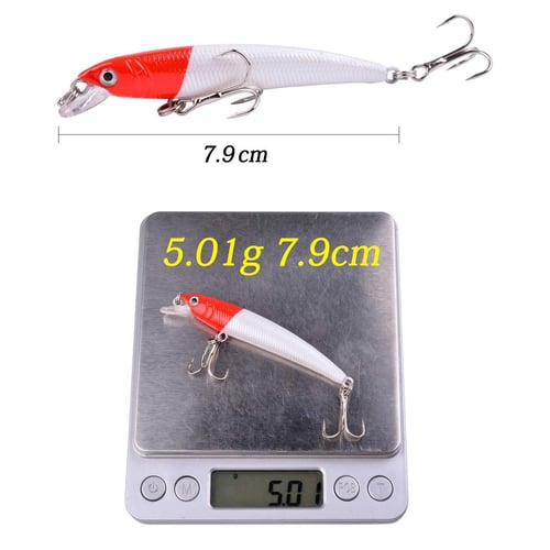 12 PCS Fishing Lures Bait 3D Eye 8cm/5g Minnow Crankbait Wobblers