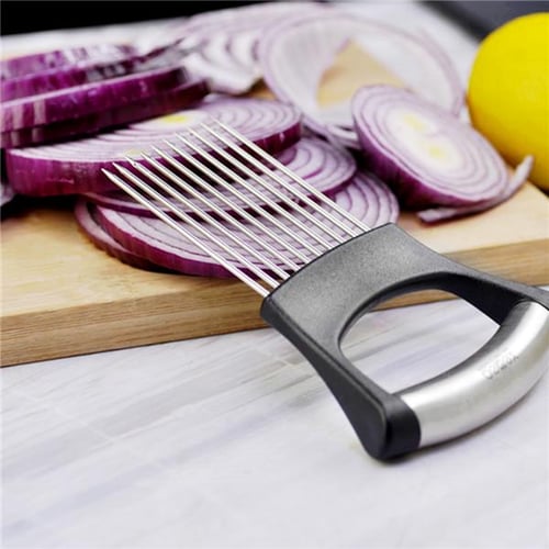 Onion Peeler Cheese Cutter Stainless Steel Onion Holder Food Slice  Assistant Onion Slicer Vegetable Chopper for Potato Tomato