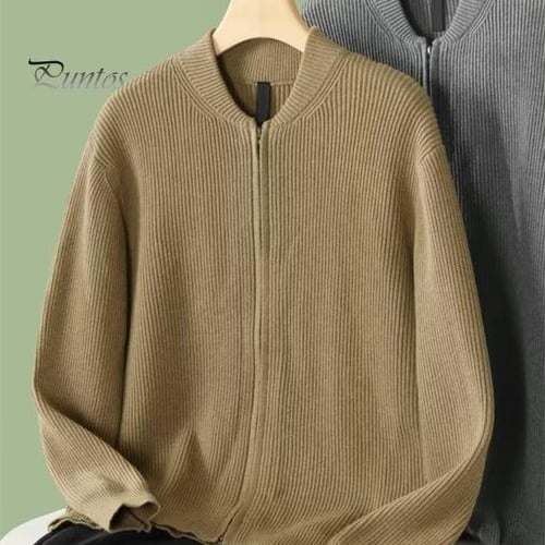 Pure Color Long Sleeve Round Neck Loose Cardigan Outwear