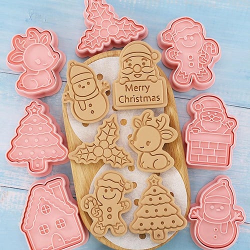 Merry Christmas Cookie Cutter 3D Cartoon Santa Elk Xmas Tree Shape Fondant  Biscuit Mold Cake Decorating Tools Baking Accessories