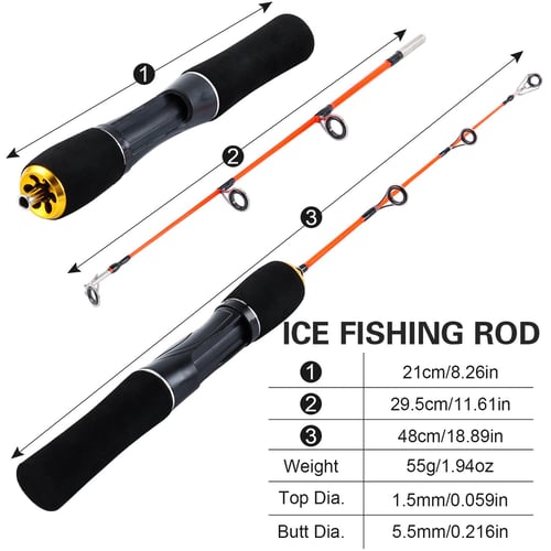 52pcs Ice Fishing Gear Set Ice Fishing Rod and Reel Combo with Ice