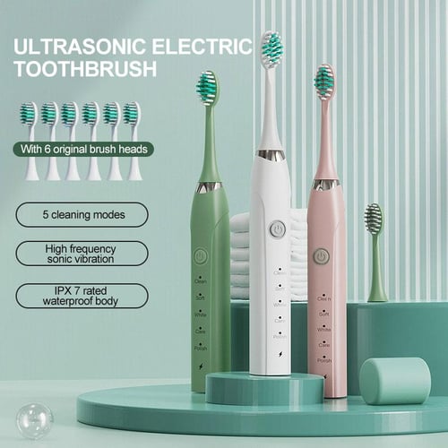 Sonic Electric Toothbrush with 5 Replacement Toothbrush Heads 5 Gear  Vibration Waterproof Whitening Teeth Brushes for Adults - sotib olish Sonic Electric  Toothbrush with 5 Replacement Toothbrush Heads 5 Gear Vibration Waterproof