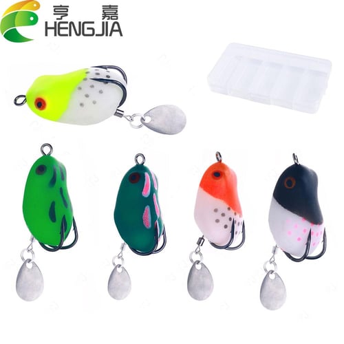 Cheap HENGJIA Topwater Soft Frog Baits Boat with Double Hooks Fishing  Tackle Rubber Frog 0.34oz