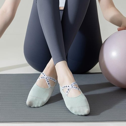 Cheap Solid Color Mid-calf Cotton Professional Anti-slip Sports Socks Women  Indoor Fitness Dance Pilates Yoga Socks Compression Socks