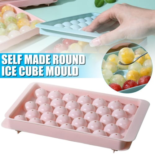 Ice Cube Tray, 1 Pc 33 Cavities Small Ice Ball Molds With Lids, Sphere Ice  Cube Molds For Freezer, Ice Ball Maker For Whiskey, Water, Cocktail Drinks