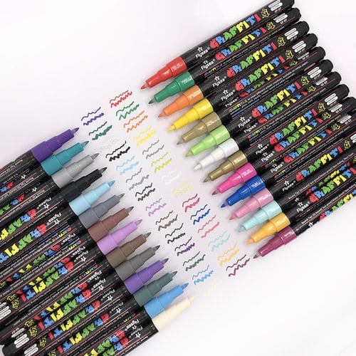 Cheap Maijiabao 12 Colors Metallic Marker Pens DIY Craft Scrapbook