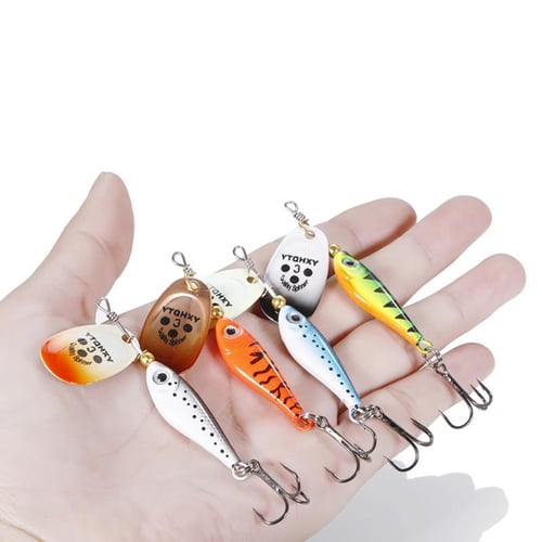 5PCS Spinner Bait 10g Spoon Lures pike Metal With Treble Hooks