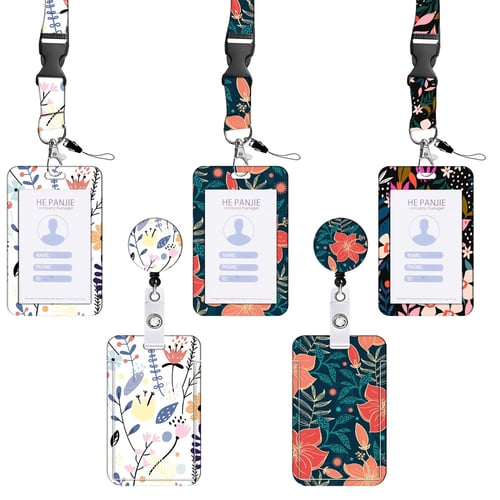 Floral easy pull button Easy pull polyester heat transfer lanyard