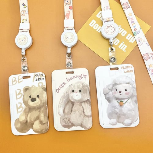 Cute ID Card Holder Lovely Cartoon Bear Sheep Bunny Badge Reel Lanyard Card  Sleeve Kawaii Student Kpop Idol Photocard Organizer - sotib olish Cute ID  Card Holder Lovely Cartoon Bear Sheep Bunny