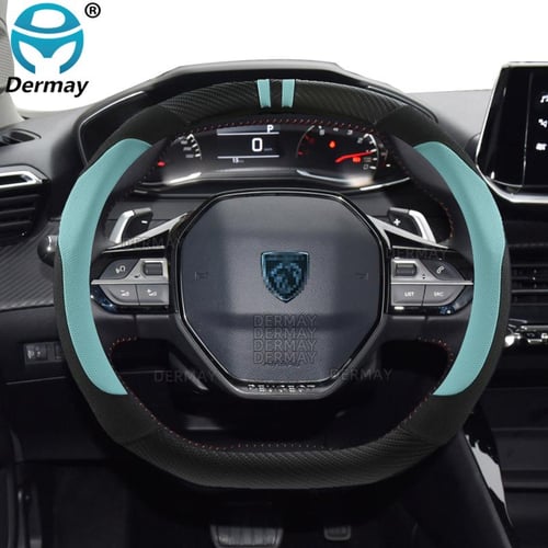 for New Peugeot 308 III 2022 Car Steering Wheel Cover Carbon fiber + Suede  + PU Leather Non-slip Auto Accessories - buy for New Peugeot 308 III 2022 Car  Steering Wheel Cover