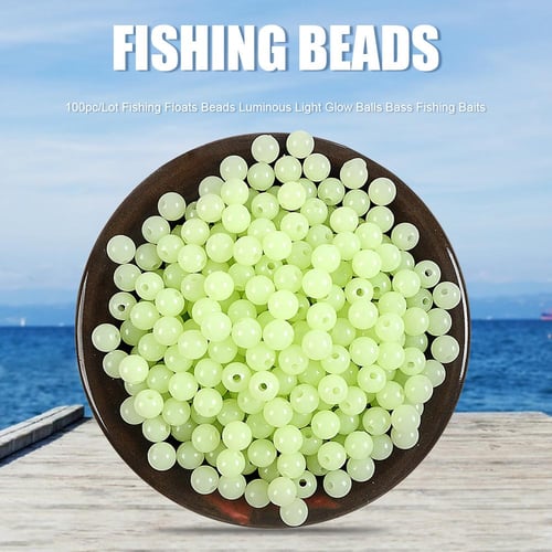 100PCS Green/Orange Large Soft Rubber Oval Luminous Fishing Beads Lumo Glow  Beans Sabiki Snapper Rig