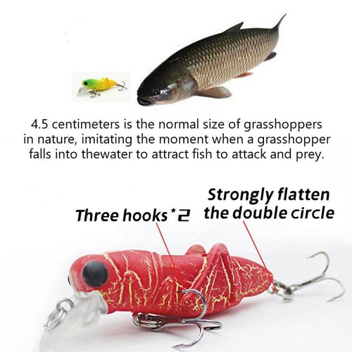 5PCS 3.5g 5.5cm Grasshopper Insect Baits Fishing Lures Wobblers
