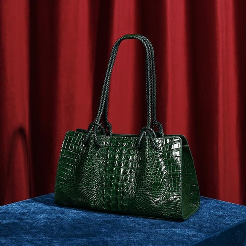 Crocodile Pattern Women Underarm Bag Ladies Small Shoulder Bags Purse  Handbags Green