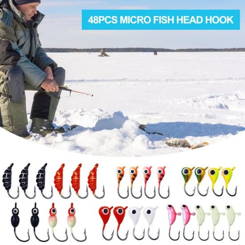 48Pcs/Set Ice Fishing Jig Heads Set Glow in The Dark Fishing Lures Kit with  Single Hook Prevent Escape Luminous Fishhook Sea Fishing Gear for - купить  48Pcs/Set Ice Fishing Jig Heads Set