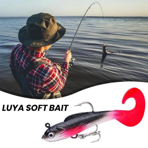 Soft Fishing Lures Jig Heads,T Tail Lures, 8cm 12.3g Fishing Bait Big Tail  with Jig Head, Paddle/Straight/T Tail Soft Lures for Saltwater Freshwater 